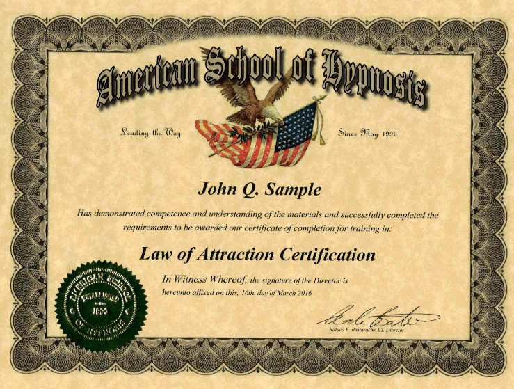 law of attraction certificate